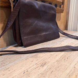 Perlina Dark Brown Leather Shoulder Bag